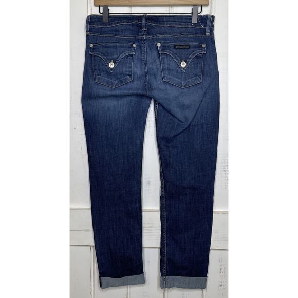 Hudson Bacara Kern Wash Cropped Straight Cuffed Blue Jeans Distressed Denim 28 - Picture 2 of 9
